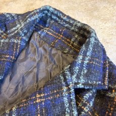 画像5: ALL OVER MIX COLOR CHECK PATTERN TWEED DOUBLE DESIGN JACKET / Ladies L (5)