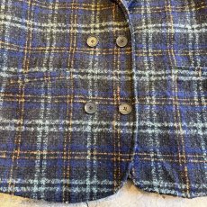 画像4: ALL OVER MIX COLOR CHECK PATTERN TWEED DOUBLE DESIGN JACKET / Ladies L (4)
