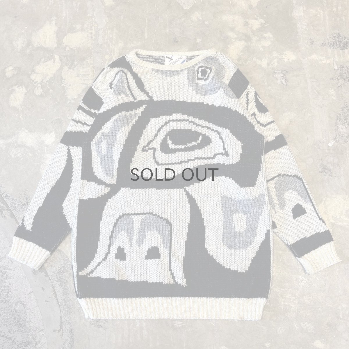 画像1: ALLL OVER ART GRAPHIC PATTERN KNIT SWEATER / Mens L (1)
