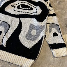 画像6: ALLL OVER ART GRAPHIC PATTERN KNIT SWEATER / Mens L (6)