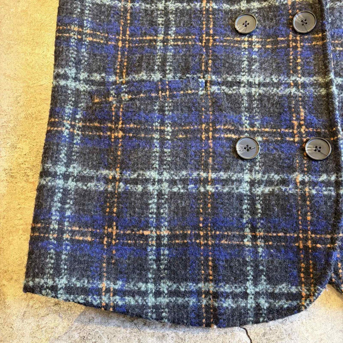 画像6: ALL OVER MIX COLOR CHECK PATTERN TWEED DOUBLE DESIGN JACKET / Ladies L (6)