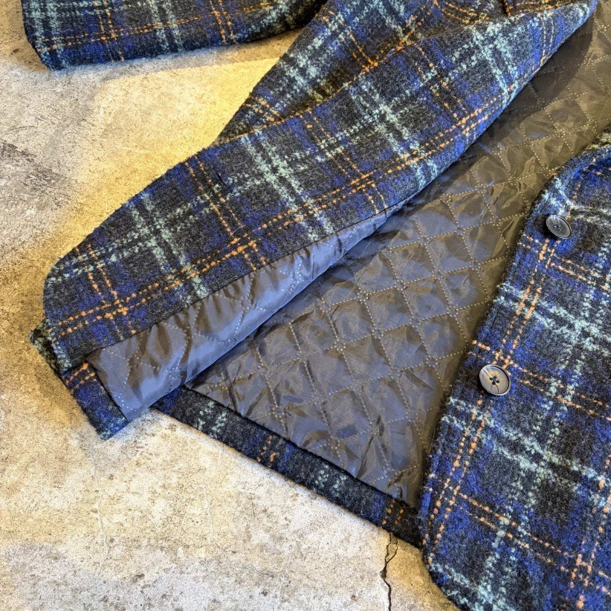 画像8: ALL OVER MIX COLOR CHECK PATTERN TWEED DOUBLE DESIGN JACKET / Ladies L (8)
