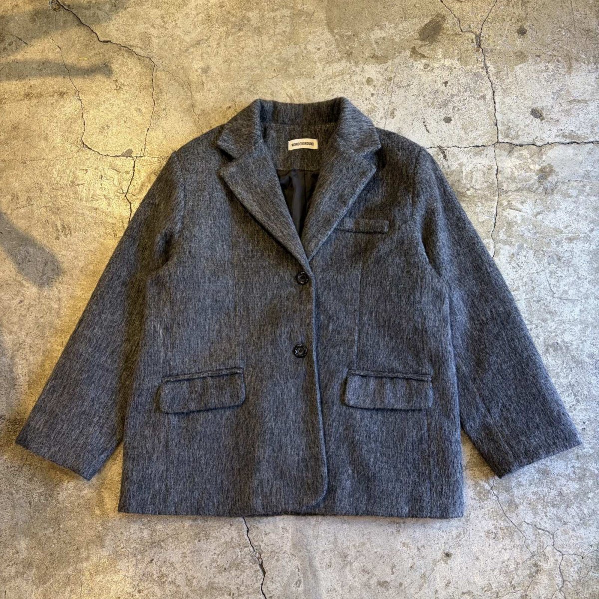 画像1: 【WONDERGROUND】FAUX MOHAIR TAILORED JACKET / GREY / OS (1)