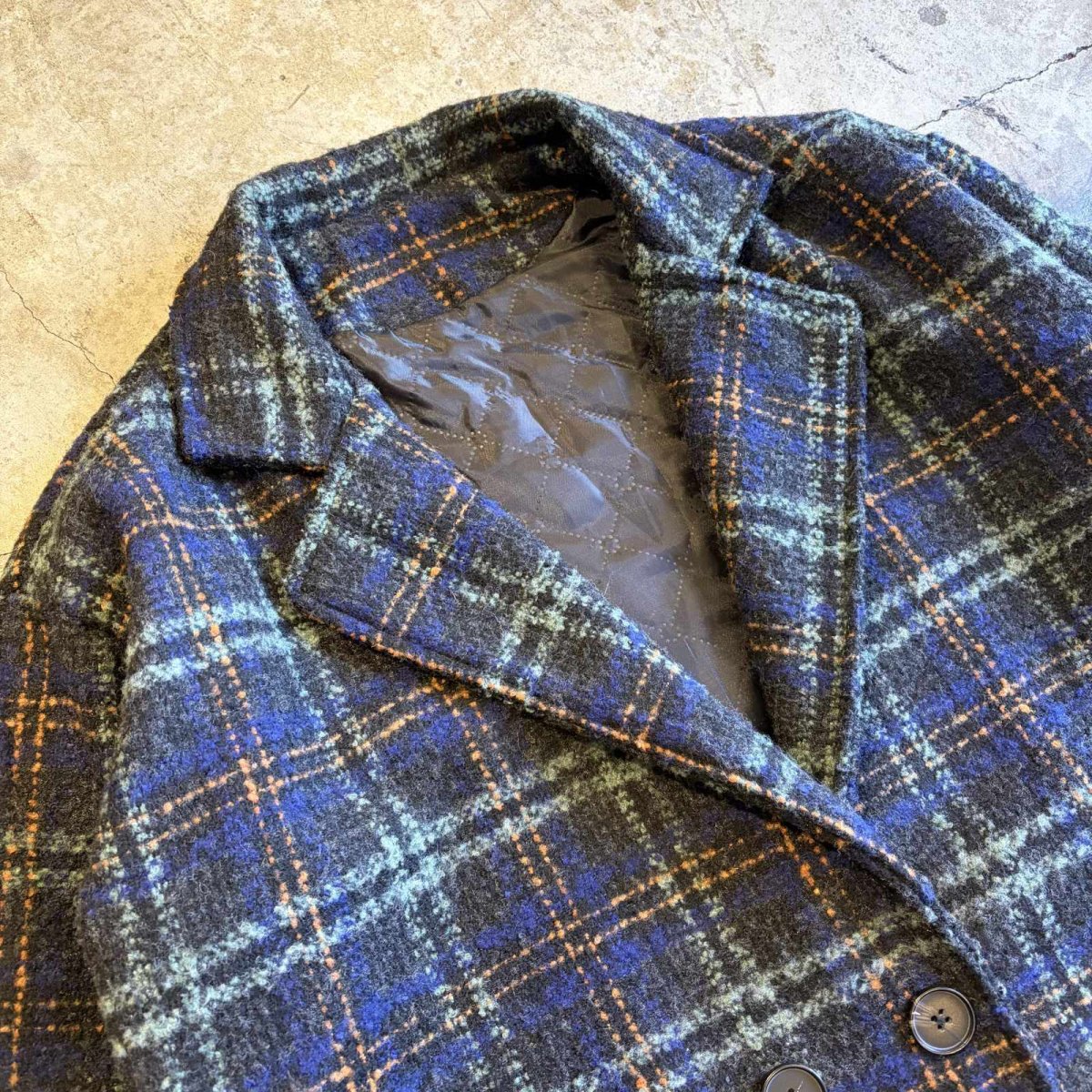 画像3: ALL OVER MIX COLOR CHECK PATTERN TWEED DOUBLE DESIGN JACKET / Ladies L (3)