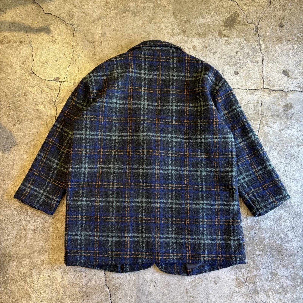 画像2: ALL OVER MIX COLOR CHECK PATTERN TWEED DOUBLE DESIGN JACKET / Ladies L (2)