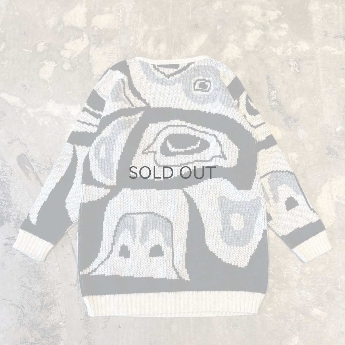 画像2: ALLL OVER ART GRAPHIC PATTERN KNIT SWEATER / Mens L (2)
