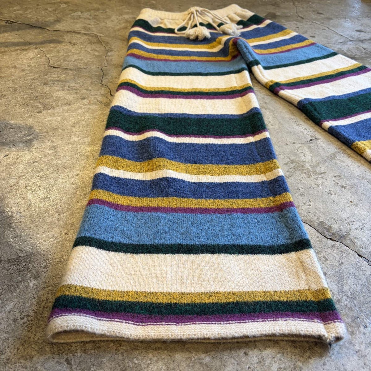 画像4: MULTI BORDER ALL OVER PATTERN DESIGN KNIT WIDE PANTS / FREE (4)