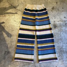 画像2: MULTI BORDER ALL OVER PATTERN DESIGN KNIT WIDE PANTS / FREE (2)