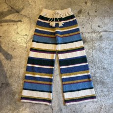 画像1: MULTI BORDER ALL OVER PATTERN DESIGN KNIT WIDE PANTS / FREE (1)