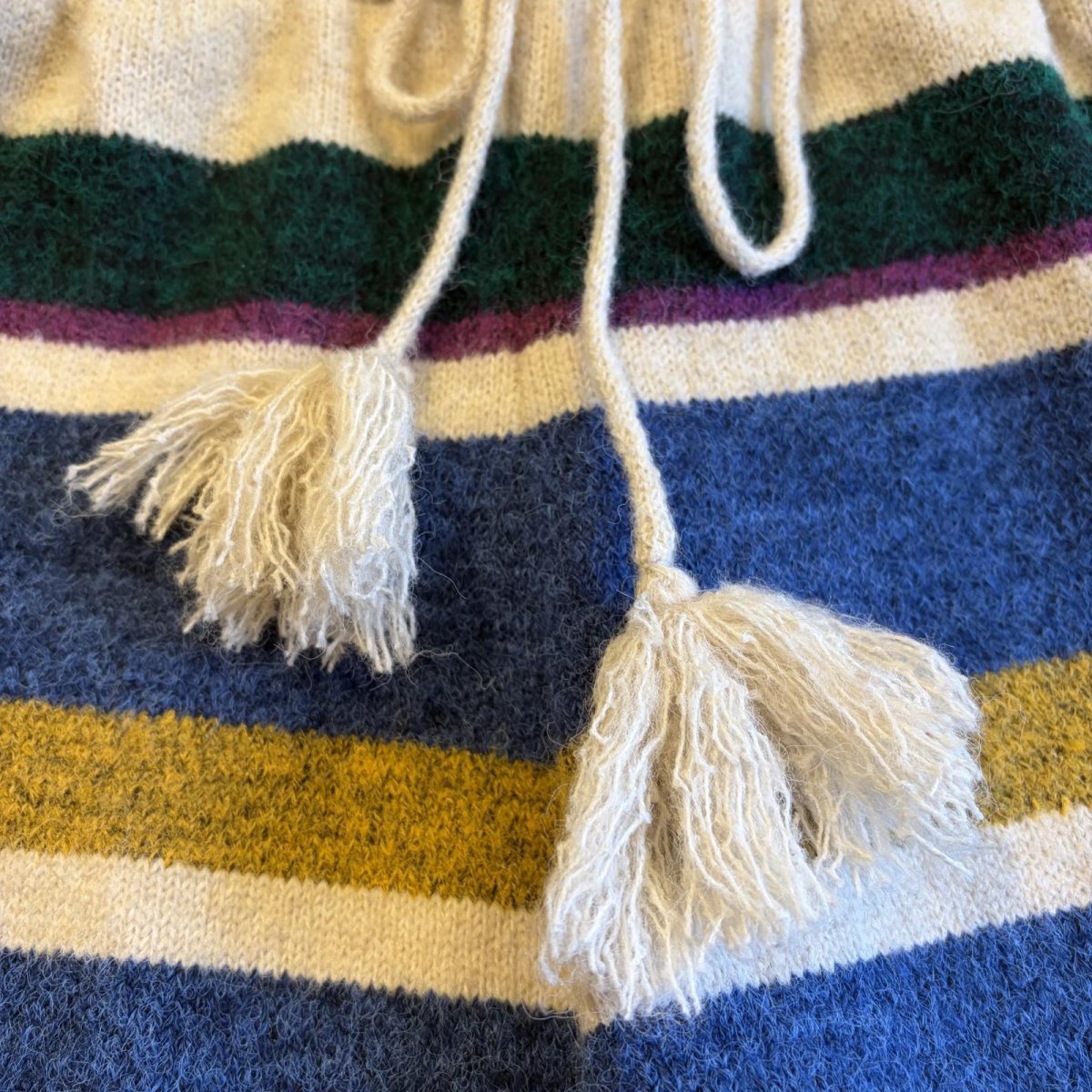 画像7: MULTI BORDER ALL OVER PATTERN DESIGN KNIT WIDE PANTS / FREE (7)