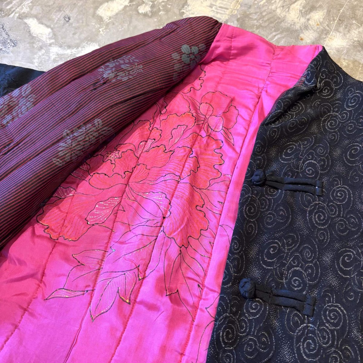 画像10: ALL OVER PATTERN COLOR LINER CHINA BUTTON JACKET / Mens L (10)