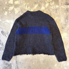 画像2: BICOLOR CUT OFF STYLE HANDKNIT SWEATER / Mens M (2)