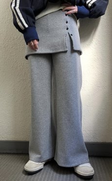画像14: 2 WAY SKIRT LAYERED DESIGN SOFT FLARE SWEAT PANTS / W22~W30 (14)