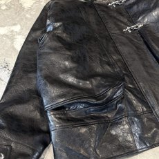 画像5: FAUX LEATHER HI-NECK FIREMAN JACKET / Mens L (5)