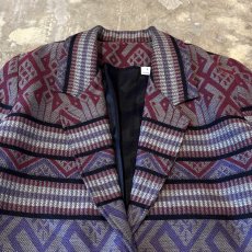 画像10: OLD NATIVE BORDER PATTERN TAILORED JACKET / Mens L / MADE IN USA (10)