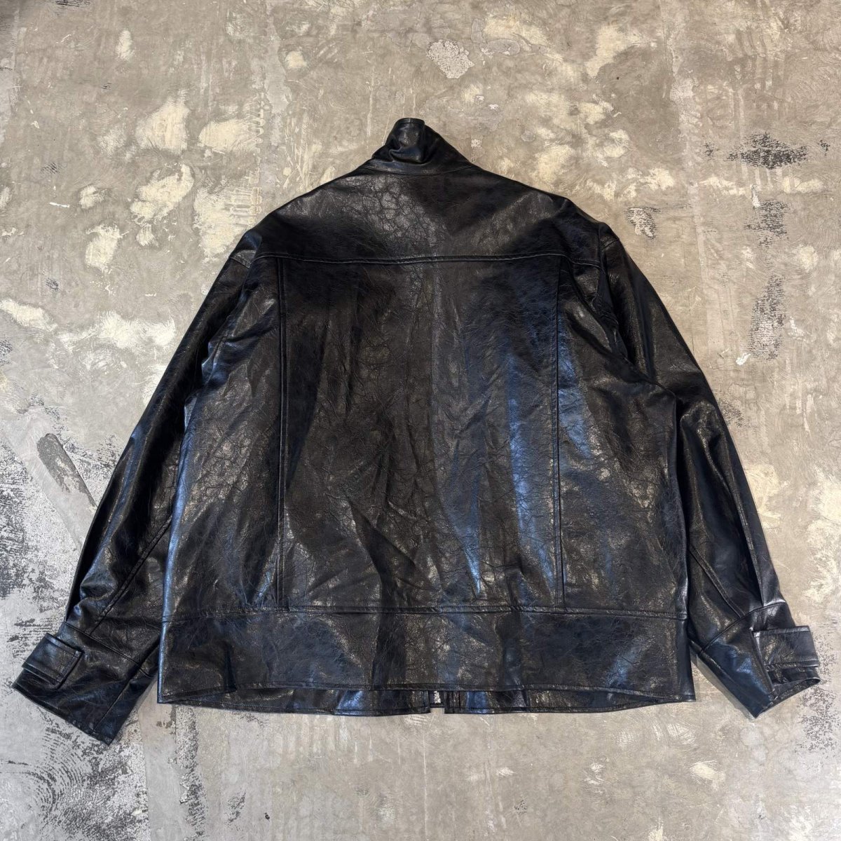 画像2: FAUX LEATHER HI-NECK FIREMAN JACKET / Mens L (2)