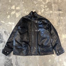 画像1: FAUX LEATHER HI-NECK FIREMAN JACKET / Mens L (1)