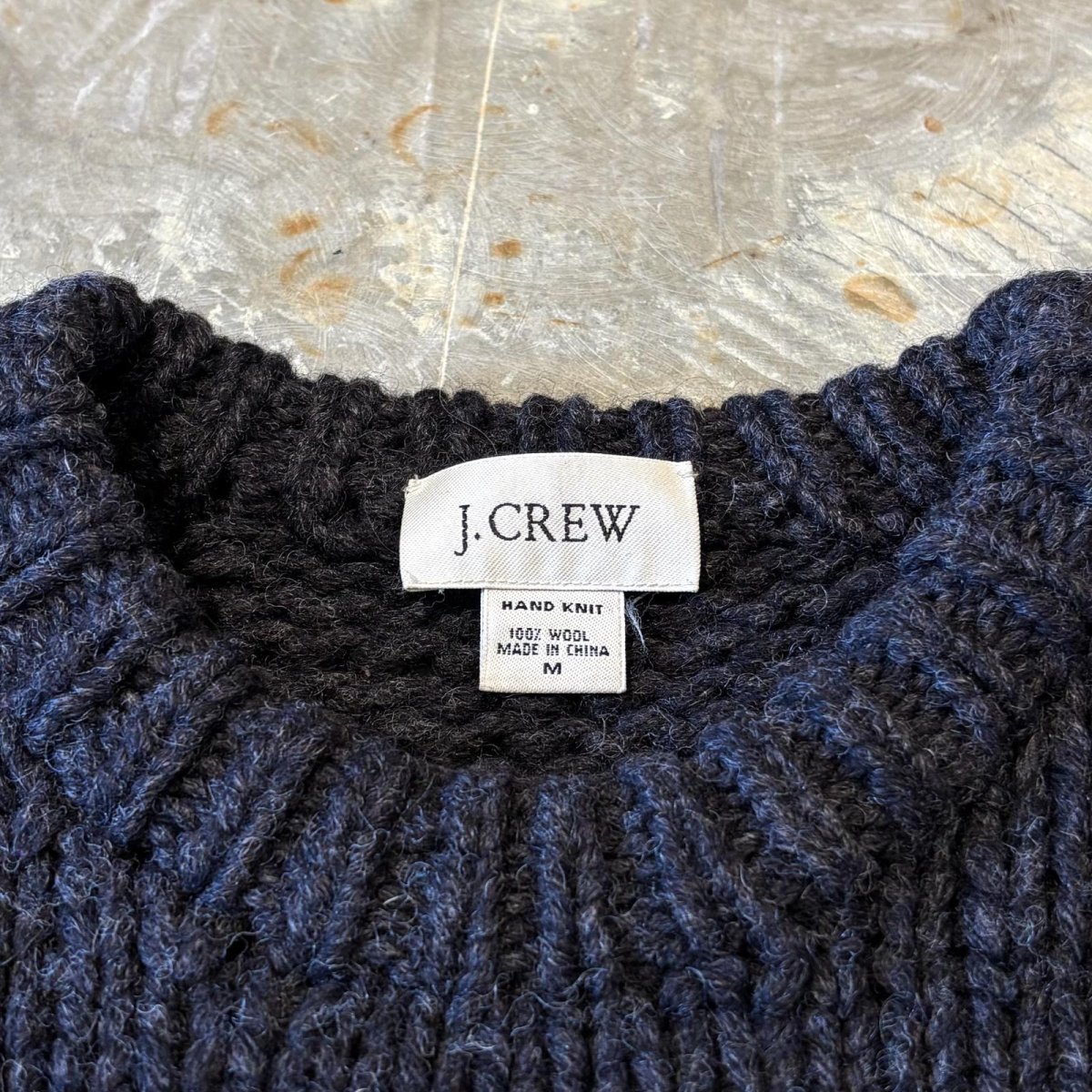 画像10: BICOLOR CUT OFF STYLE HANDKNIT SWEATER / Mens M (10)