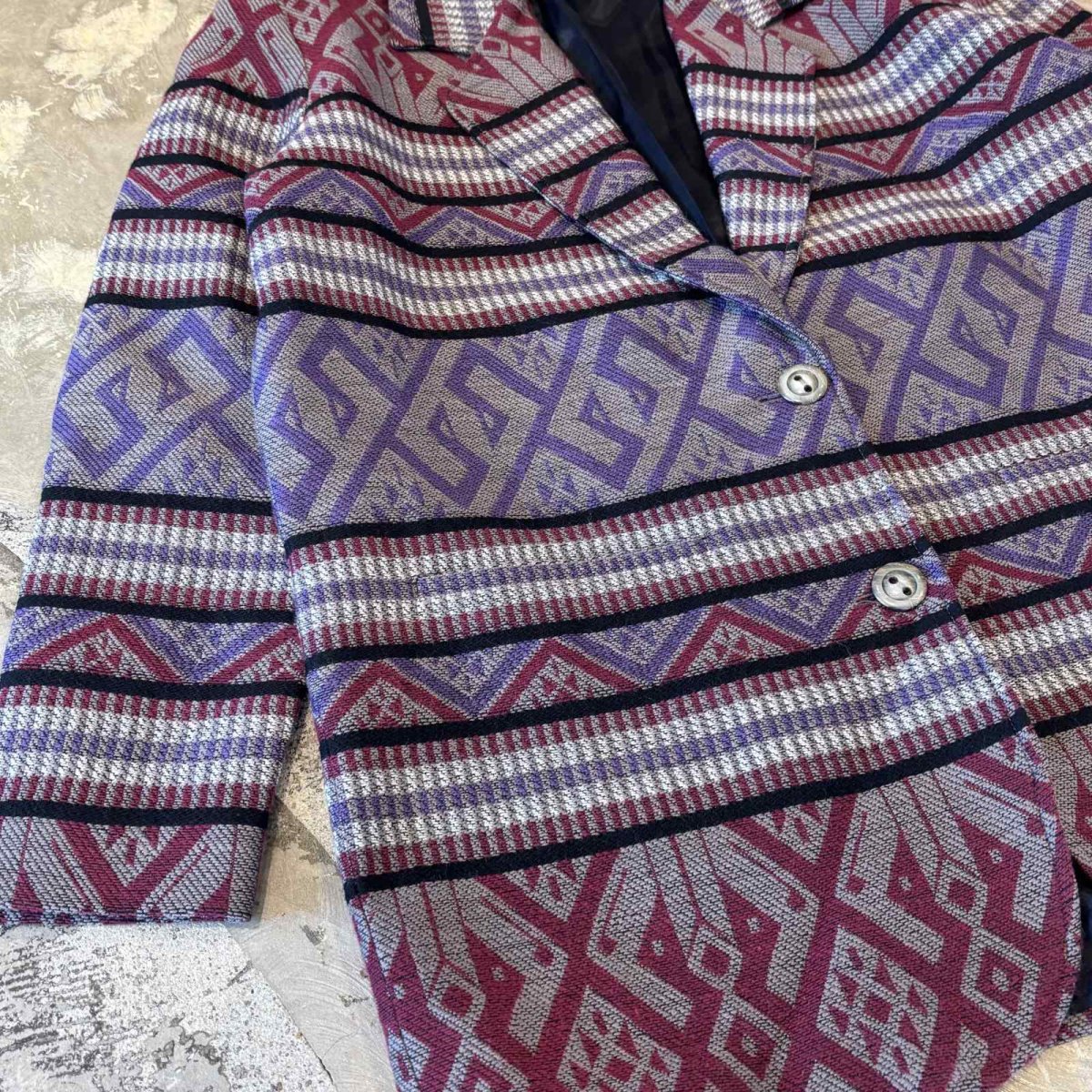 画像5: OLD NATIVE BORDER PATTERN TAILORED JACKET / Mens L / MADE IN USA (5)