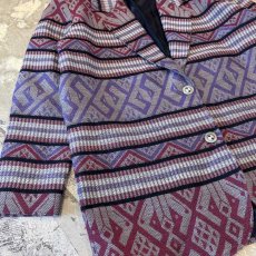画像5: OLD NATIVE BORDER PATTERN TAILORED JACKET / Mens L / MADE IN USA (5)