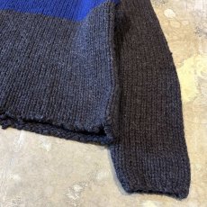 画像6: BICOLOR CUT OFF STYLE HANDKNIT SWEATER / Mens M (6)