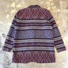 画像2: OLD NATIVE BORDER PATTERN TAILORED JACKET / Mens L / MADE IN USA (2)