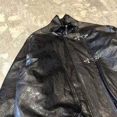 画像3: FAUX LEATHER HI-NECK FIREMAN JACKET / Mens L (3)