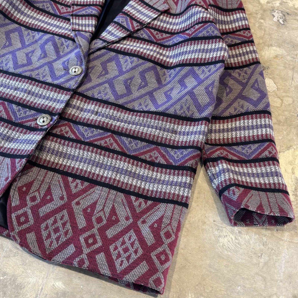 画像6: OLD NATIVE BORDER PATTERN TAILORED JACKET / Mens L / MADE IN USA (6)