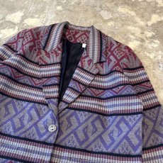 画像4: OLD NATIVE BORDER PATTERN TAILORED JACKET / Mens L / MADE IN USA (4)