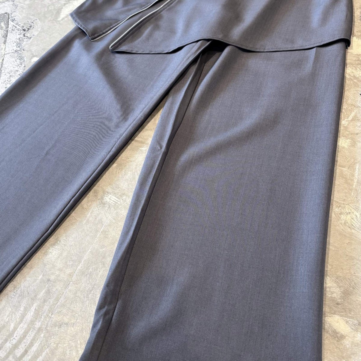 画像6: 【WONDERGROUND】ZIP SKIRT LAYERED BELTED SLACKS / GREY / OS (6)