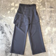 画像1: 【WONDERGROUND】ZIP SKIRT LAYERED BELTED SLACKS / GREY / OS (1)