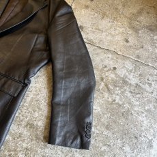 画像7: BLACK COLOR REAL LEATHER OVER DESIGN TAILORED JACKET / Ladies L (7)