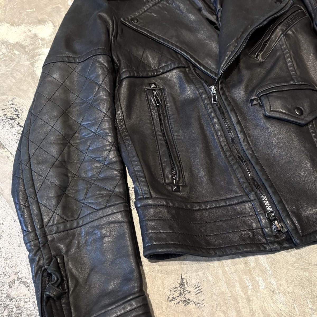 画像5: BLACK REAL LEATHER DOUBLE ZIP RIDERS JACKET / Mens M~L (5)