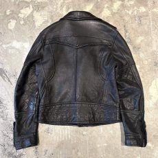 画像2: BLACK REAL LEATHER DOUBLE ZIP RIDERS JACKET / Mens M~L (2)