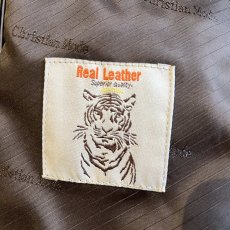 画像15: BLACK COLOR REAL LEATHER OVER DESIGN TAILORED JACKET / Ladies L (15)