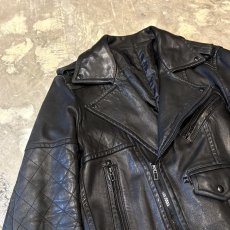 画像3: BLACK REAL LEATHER DOUBLE ZIP RIDERS JACKET / Mens M~L (3)