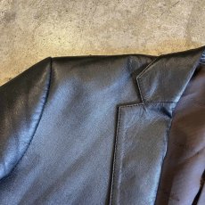 画像12: BLACK COLOR REAL LEATHER OVER DESIGN TAILORED JACKET / Ladies L (12)
