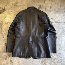 画像2: BLACK COLOR REAL LEATHER OVER DESIGN TAILORED JACKET / Ladies L (2)