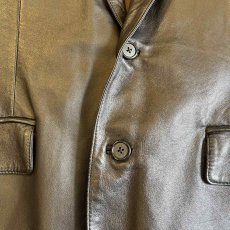 画像8: BLACK COLOR REAL LEATHER OVER DESIGN TAILORED JACKET / Ladies L (8)