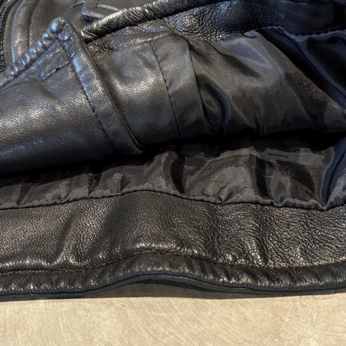 画像8: BLACK REAL LEATHER DOUBLE ZIP RIDERS JACKET / Mens M~L (8)