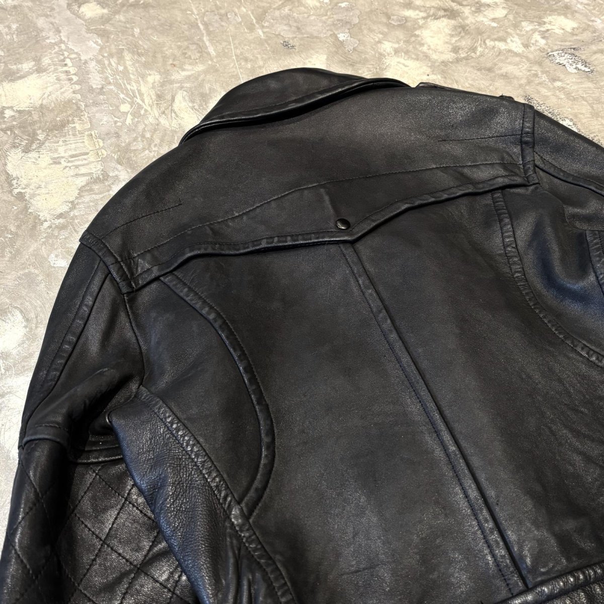 画像9: BLACK REAL LEATHER DOUBLE ZIP RIDERS JACKET / Mens M~L (9)