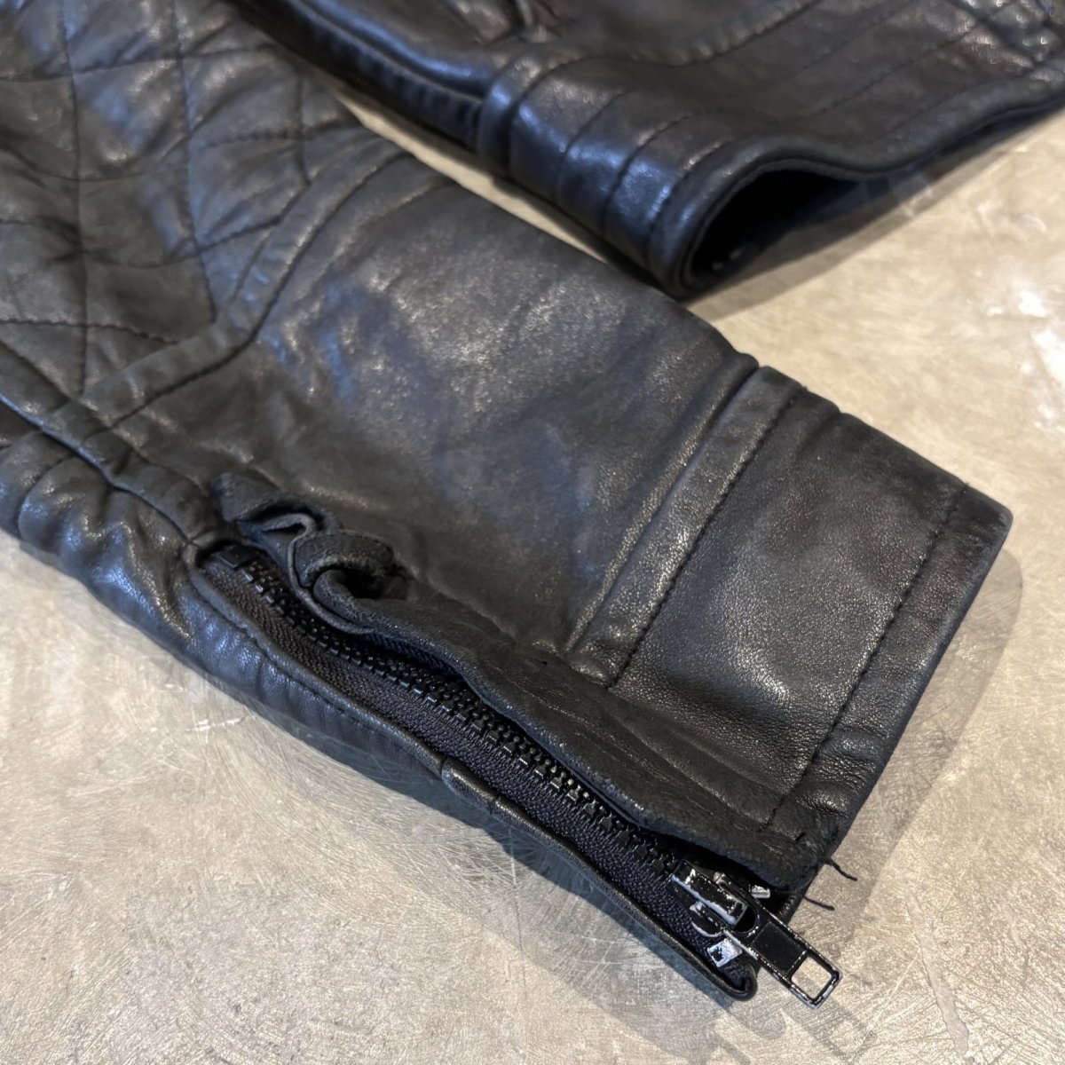 画像11: BLACK REAL LEATHER DOUBLE ZIP RIDERS JACKET / Mens M~L (11)