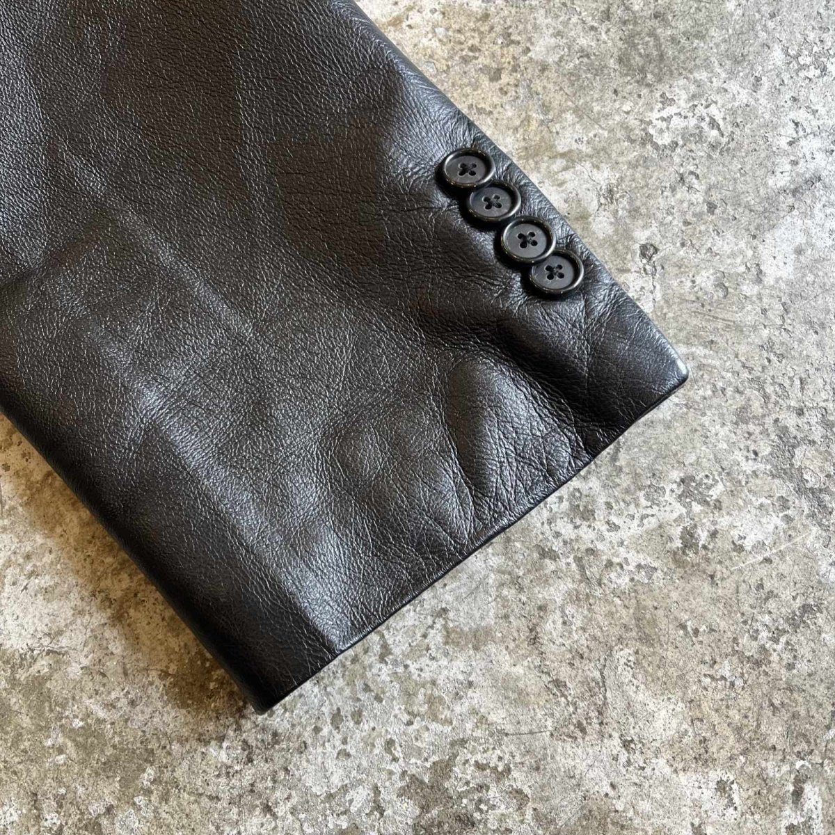 画像6: BLACK COLOR REAL LEATHER OVER DESIGN TAILORED JACKET / Ladies L (6)