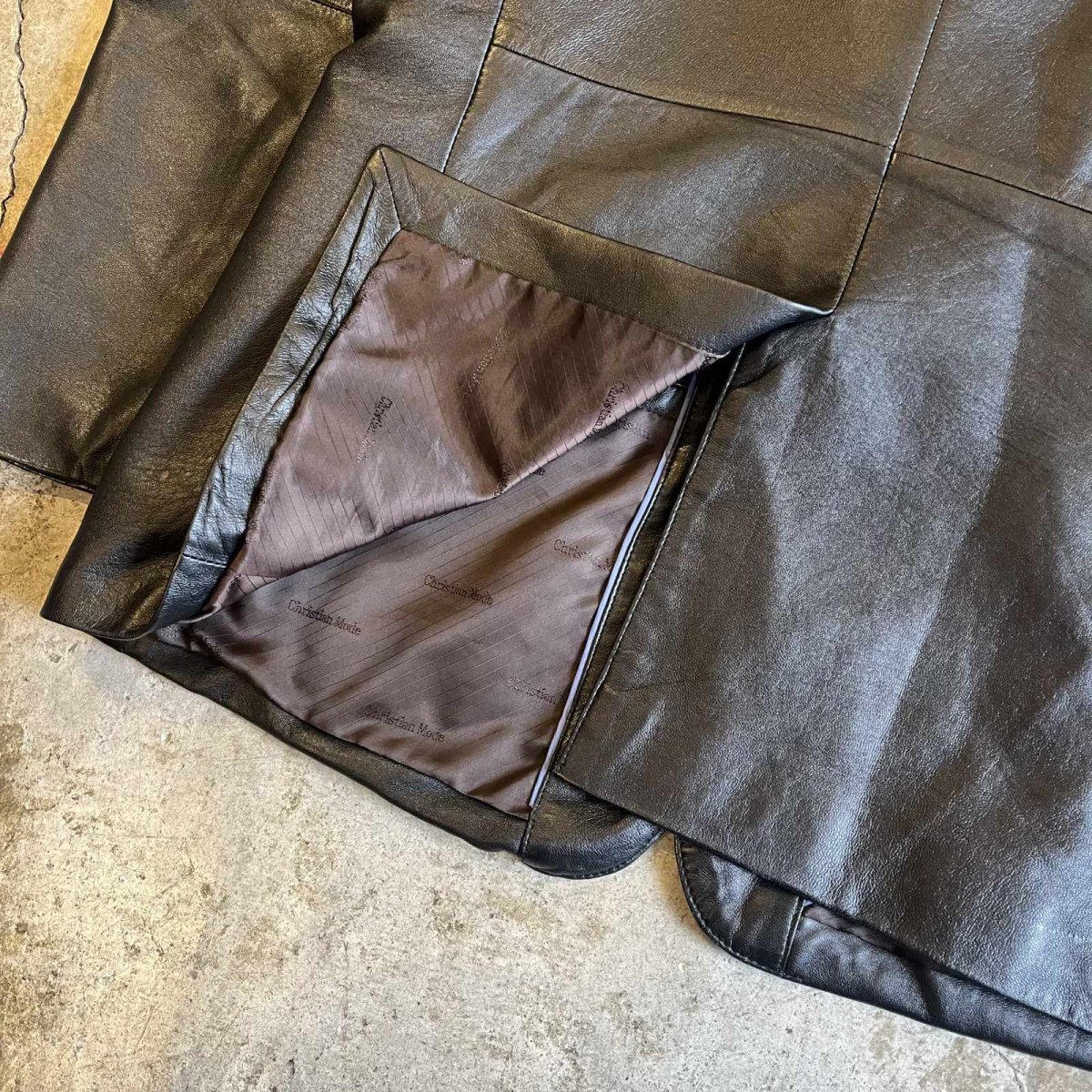 画像13: BLACK COLOR REAL LEATHER OVER DESIGN TAILORED JACKET / Ladies L (13)