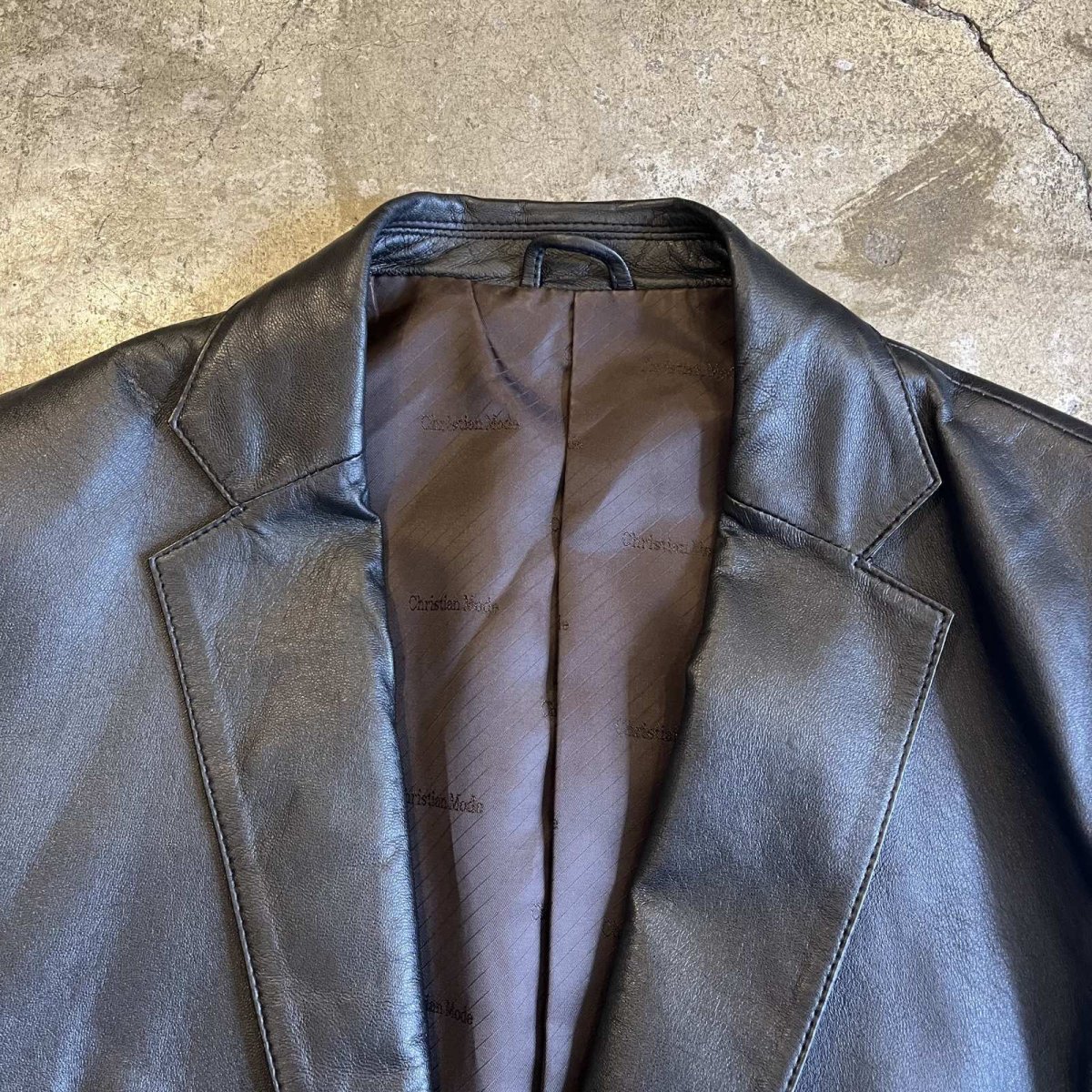 画像11: BLACK COLOR REAL LEATHER OVER DESIGN TAILORED JACKET / Ladies L (11)