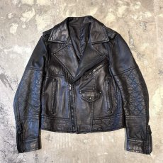 画像1: BLACK REAL LEATHER DOUBLE ZIP RIDERS JACKET / Mens M~L (1)