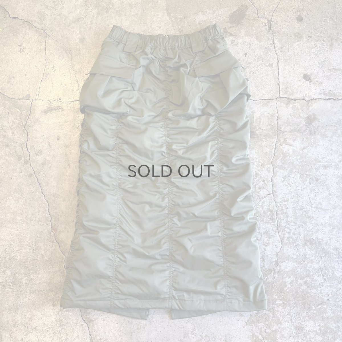 画像2: FRONT ZIP UP GATHER DESIGN NYLON LONG SKIRT / W25~W34 (2)