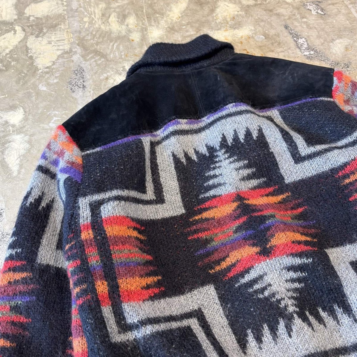 画像8: 80~90'S SUEDE LEATHER × WOOL KNIT SWITCHED JACKET / Mens L (8)