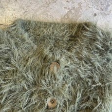 画像7: KHAKI COLOR LONG SHAGGY SHORT DESIGN KNIT CARDIGAN / Ladies M (7)