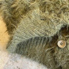 画像9: KHAKI COLOR LONG SHAGGY SHORT DESIGN KNIT CARDIGAN / Ladies M (9)